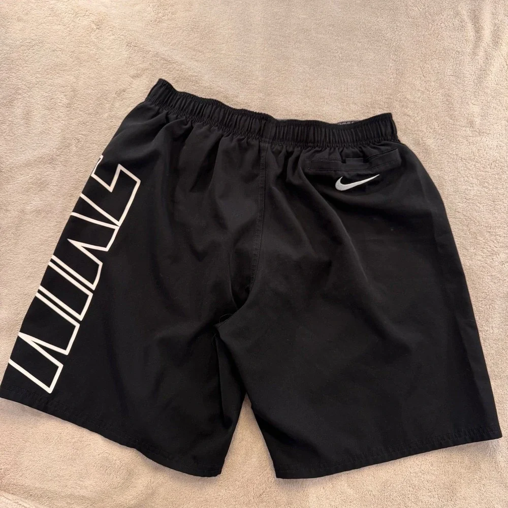 Nike Swim Trunks Black Graphic Logo Board Shorts Athletic Beach Pool Mens Sz L